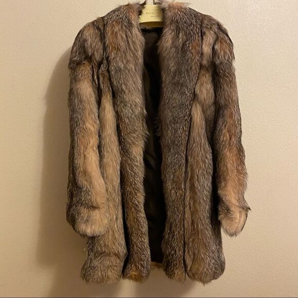 🍄 Crystal Fox Fur Genuine Brown Fur Coat - Picture 7 of 15